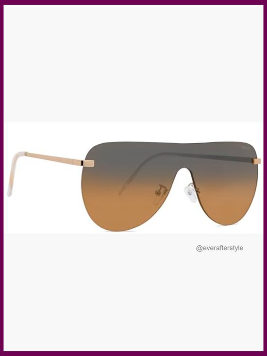 Oversized Flat Top Shield Sunglasses, Aviator Style, UV400 Protection main image 2